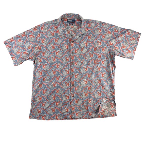 Polo Ralph Lauren Other - Vintage Polo Ralph Lauren Clayton Mens Blue Red Floral Paisley Cotton Camp 2XL